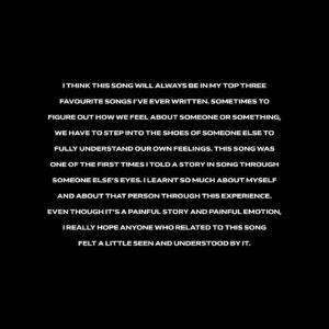 Sam Smith Instagram - I’M NOT THE ONLY ONE 
I think this song will always be in my top three favourite songs I’ve ever written. Sometimes to figure out how we feel about someone or something, we have to step into the shoes of someone else to fully understand our own feelings. This song was one of the first times I told a story in song through someone else’s eyes. I learnt so much about myself and about that person through this experience. Even though it’s a painful story and painful emotion, I really hope anyone who related to this song felt a little seen and understood by it.