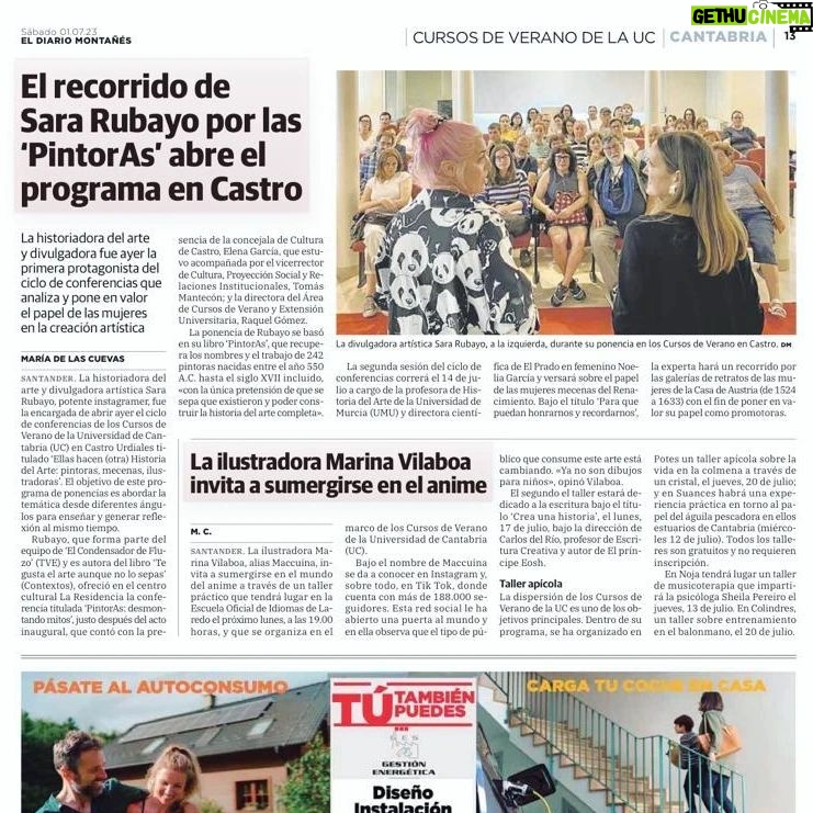 Sara Rubayo - 1.9K Likes - Ayer, hablando de HdA y pintoras en los Cursos de Verano de la @universidaddecantabria en su sede de Castro Urdiales 🥰 muchísimas gracias por contar conmigo!
💕
Soy un desastre nunca subo las fotos que me hacen en todos los sitios a los que voy, pero lo cierto es que no paro quieta y tampoco es plan de daros mucho la turra con mis eventos 😅