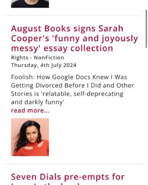 Sarah Cooper Instagram - Delighted to be working with the incredible @sarahcpr on FOOLISH publishing in October @augustbooks_news @sraihofer #newbooks #nonfiction #humour @canelo_co