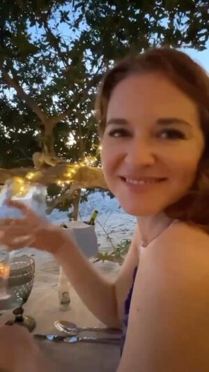 Sarah Drew Instagram - The staff at @stregispuntamita set up a truly magical private dinner on the beach for us to celebrate our anniversary. We watched the sunset nestled in a little spot surrounded by a beautiful tree- ate a delicious meal and then roasted marshmallows by a fire they set up after the sun went down. 
@howelltalentrelations 
#stregispuntamita
#liveexquisite
#travelpartner