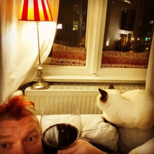 Sascha Lobo Instagram - Wenn man genau hinschaut, erkennt man im Fenster auf der anderen Straßenseite einen Weihnachtsbaum mit elektrischen Kerzen. Die Katze ist begeistert. #froheweihnachten