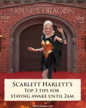 Scarlett Harlett Instagram - TONIGHT FIRE WILL FINALLY REIGN! 🔥❤️‍🔥

I am very excited to officially partner with @skytv tonight and join the #2amClub over on Twitter for the airing of @houseofthedragonhbo!! 

To all the super fans (like me 😆) who can’t wait until tomorrow night to watch, come over to Twitter at 2am and let’s geek out over the first episode when it airs on Sky Atlantic! Having seen the first episode already you are in for a bloody TREAT 🤩🔥❤️‍🔥

See you there my beauties! #HouseoftheDragon #SkyTV #SkyAtlantic #Targaryen