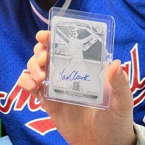 Scott Rogowsky Instagram - WHO’S GOT THE HOTTEST HANDS IN THE HOBBY???? 🙋‍♂️ Had a ball rippin Bowman Draft on release day / #BradyDay with the @filthbombbreaks boys at their world-class headquarters in Strong Island. Sat in for a guest spot on their epic 100 case break and may or may not have hit the card of the day, 1/1 printing plate auto of studly @maxxclarkk 💅 Then cracked a box of my personal favorite @topps Archives and hit a Chipper auto /50 in the very first pack 🔥 Can’t go wrong with these Filthy guys! #thehobby