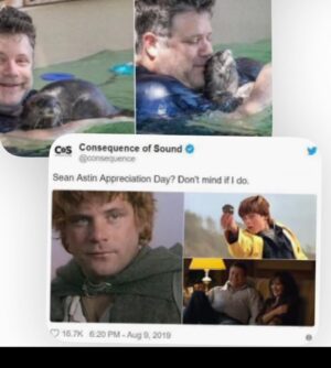 Sean Astin Instagram - In reply to my friend…5th anniv of me appreciation day????

Me: I don’t want to get in the water with the otters.

Christine: You promised your daughter.

Me: I don’t care. I don’t want to do it.

Christine: Get in the water. 

Months later…
Trending World Wide…
It’s not a tale of Otters.
It’s a tale of wives and daughters…
…and twitter
…and otters…
…and freedom…
…and a restless world…
…and otters…

Too funny…
Love you all…especially otters