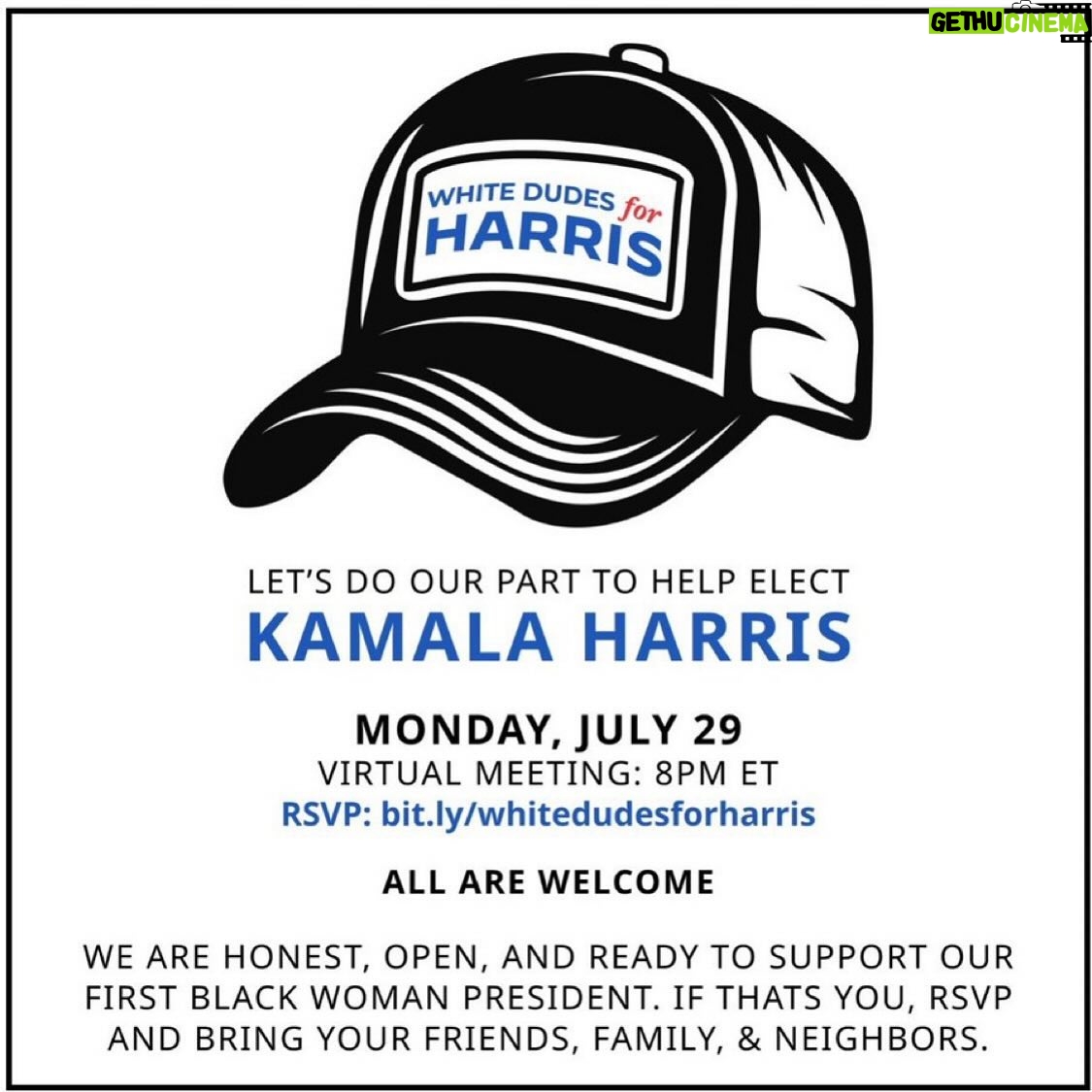 Sean Astin - 11.3K Likes - Come tonight. Participate in this historic moment. Let’s honor an extraordinary woman & help protect our Democracy.
ALL ARE WELCOME.
RSVP and bring your friends, family, & neighbors. #ProudWhiteMan4Kamala
@VP @KamalaHarris Virtual meeting: 8pm ET. RSVP: bit.ly/whitedudesforh….