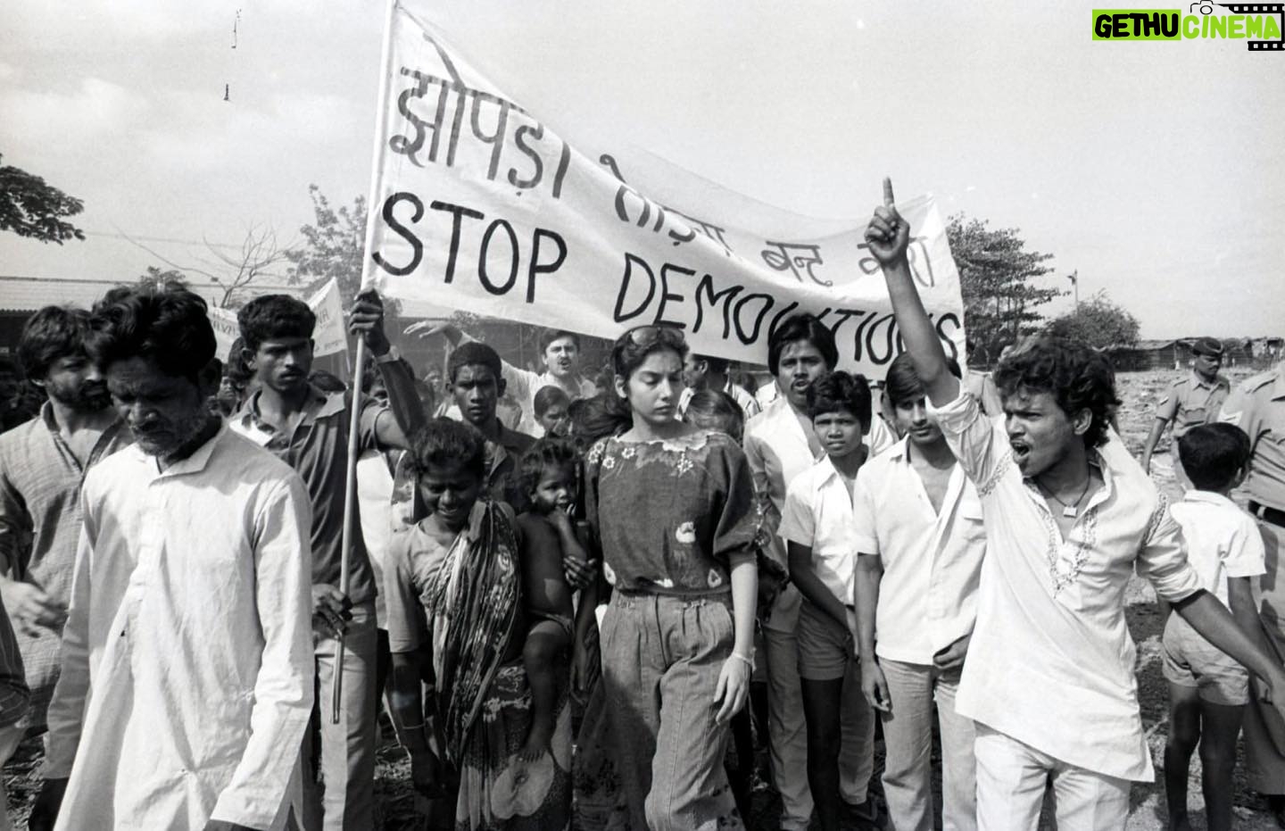 Shabana Azmi - 4.6K Likes - 1985 My first Morcha against demolitions in Colaba and we won ! #Anand Patwardhan on extreme right