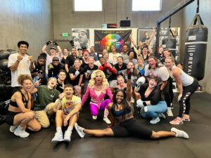 Sherry Vine Instagram - I had so much fun today at @prevailboxing for their Pride celebration class! I work out here and everyone is so cool and inviting so I immediately said yes when they asked me to make an appearance in drag. I was giving Jane Fonda “don’t forget to breath” motivation lol.