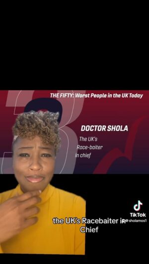 Shola Mos-Shogbamimu Instagram - 🤭I am vexed - sacked GBNews presenter Dan Wootton couldn’t say my name & lists me as the 3rd worst person in Britain - a deliberate attempt to damage my ‘reputation’ by danwootton #MakeSholaGreat