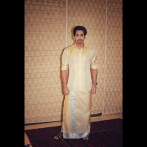 Siddharth Instagram - Wedding season!
Working on my Guest Fashion game 😜

Styling  @amritha.ram
Veshti  @zob.ha
📸  @kannasrihari
MUH  @thesamanthajagan