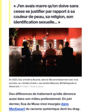 Soa De Muse Instagram - Merci StreetPress @streetpress 
Pauline Gauer @paulinegauer 
Bénédicte Gilles @benlecookie
Article à lire sur StreetPress.com

Fière d’avoir réalisé cet interview chez moi à @labouche_cabaret aux côtés de ma famille @mascaremascare @grand.soir @bilibellegarde_bililarme avec aussi l'intervention de @paloma_hugobardin et virginie despentes 
✨

Merci à mon équipe behind the scenes ,bisous @m3duza  pour cette wig ...et un merci spécial à @paullevrez ❤️✨

BOOYAH