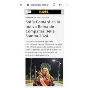 Sofía Camará Instagram - Gracias Diario El Sol, comunicación y noticia a la orden del día… ¡ Viva el Carnaval ! SABÉLO 
.
www.diarioelsol.com.ar 
Foto: @carnavaltodalavidaok