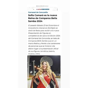 Sofía Camará Instagram - Muchas Gracias Diario El Heraldo por la entrevista, que sea un Fantástico Carnaval para todos SABÉLO
.
www.elheraldo.com.ar 
PH: @carnavaltodalavidaok