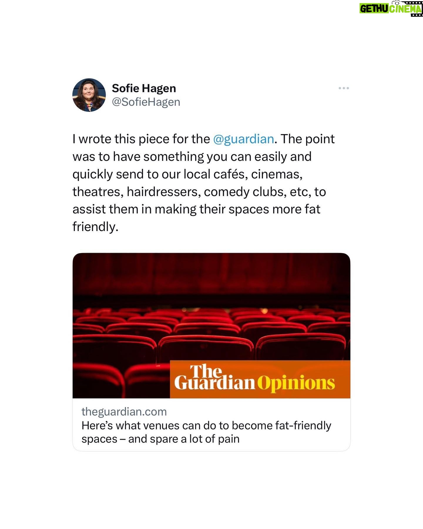 Sofie Hagen - 11.8K Likes - LINK IN HIGHLIGHTS ⬆️
I would love to hear from you, if you’ve had any success in asking your local venues for better Fat Accessibility.
Thank you to @standcomedyclub, @phoenixartsclub and @monkey.barrel.comedy (all mentioned in the article) but also ALL the venues on my latest tour AND @sohotheatre and @billmurraypub. And @thepleasance. (I also know that @assemblyfest and @underbellyedinburgh are working on it!)
The dream is for @dmtwestend and @lwtheatres would help out with London’s biggest theatres.
I will put the link in my highlights so it’s always there. You can always grab it and send it to your venue of choice.