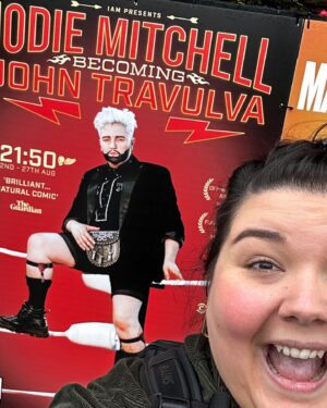 Sofie Hagen Instagram - Photo Dump of Edinburgh shenanigans   some LOOKS   some selfies.

I’m doing my show BANGLORD at the Edinburgh Fringe and I am having a lovely time.

I have seen some GREAT shows, including @chloebadcliffe, @paddyisyoung, @marywiththegoldshoes, @dnlfoxx and of course, @jodiemitchetc … 

(I directed Jodie’s show so it’s kind of cheating to mention it but its brilliance is all down to Jodie.)

Today’s show is sold out. And a few more dates are SELLING out.

In short: I’m having a good time and I love Edinburgh.

First photo is taken by @abbywambaugh who needed to be credited!