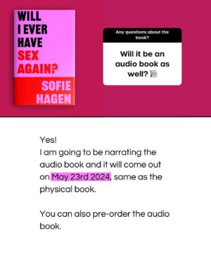 Sofie Hagen Instagram - 🫦 COVER REVEAL! Hardback, audiobook and eBook out on May 23rd. Pre-order now. What a goddamn sexy book.

@blinkpublishing @bonnierbooks_uk #WillIEverHaveSexAgain #HappyValentinesDay