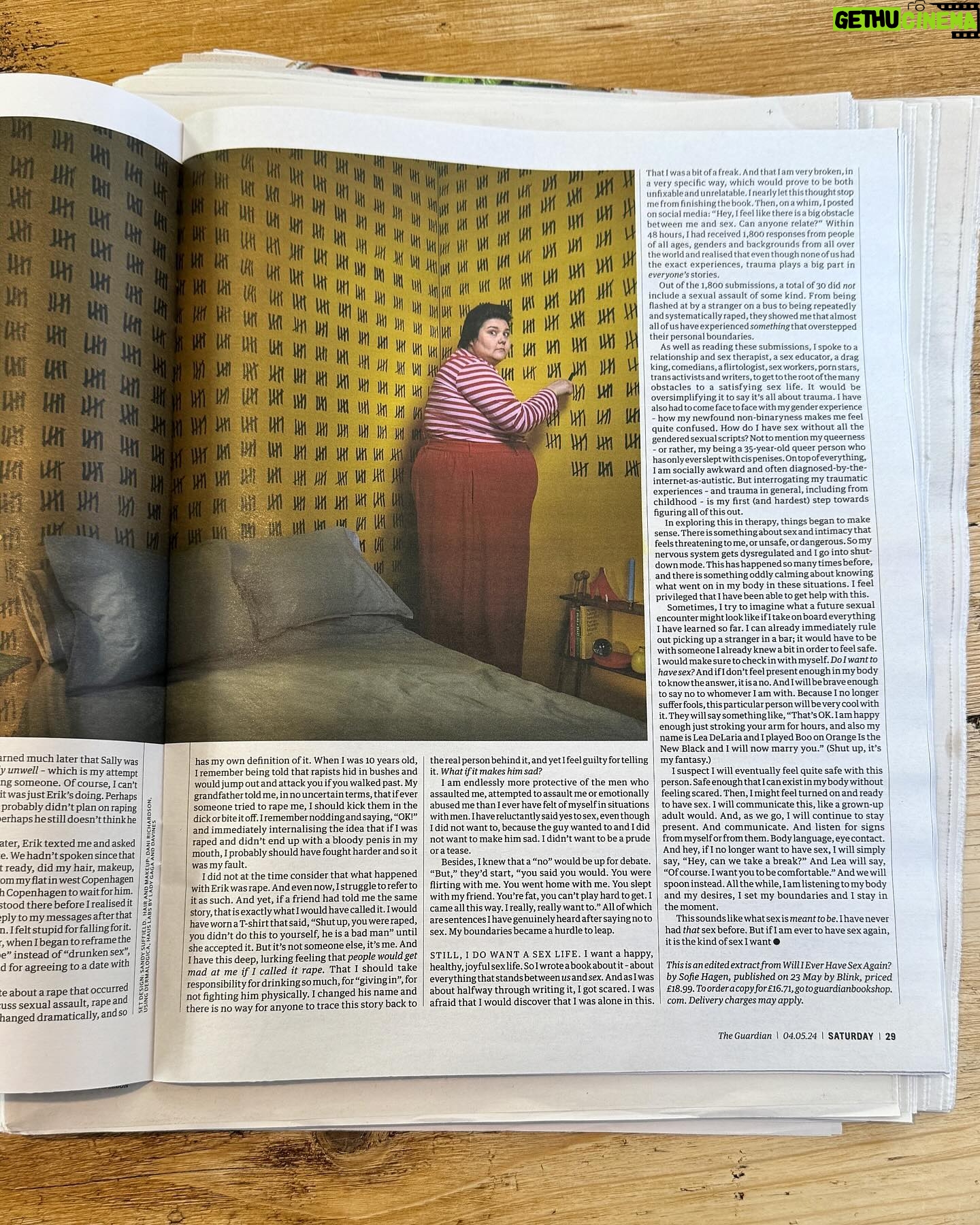 Sofie Hagen - 6.7K Likes - I’m in the Guardian with an extract from my book!
In 19 days, my book Will I Ever Have Sex Again? comes out and I’m excited and scared and nervous and overwhelmed and happy. I’d love for you to pre-order it. 🫶🏻
The photographer @jaybrooksphoto was incredible, so was makeup and hair artist @danirichardson! @sandysuffield was the brilliant set designer! And thanks to @blinkpublishing for sorting it all and literally ironing my clothes for me. 👀
Oh and the top is @lucyandyak and the trousers are @fashionbrandcompany !