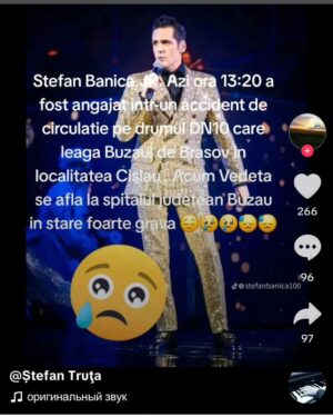 Ștefan Bănică Jr. Instagram - Acest mesaj este în mod special pentru comunitatea mea de pe Facebook și de pe Instagram, care însumează peste 1.500.000 de urmăritori. De când m-am întors din vacanță, acum câteva zile, a apărut o informație în online cum că am avut un accident de mașină în jurul Buzăului și că sunt într-o stare gravă la spital! 😳 Nu știam. Am aflat odată cu voi. Apoi am aflat cu stupoare că cineva sub anonimat suna la presă să vândă această “știre”! Am primit multe telefoane și mesaje de îngrijorare de la cunoștințe, de la voi, fanii de pe Instagram si Facebook, în special în privat, să mă întrebe dacă sunt ok, dacă băiatul meu cel mic era în mașină, dacă mai pot susține spectacolele și concertele programate. Bine că mama (în vârstă de 84 de ani) și familia mea erau cu mine când am citit baliverna. Îmi imaginez ce ar fi simțit mama dacă eu eram plecat și ar fi citit știrea... Mulțumesc colegilor din presă care au verificat informația înainte de a o publica. Când orice idiot poate scrie orice, dezinformând si provocând posibile traume emoționale familiei tale, periclitându-ti activitatea profesională, NU mai este o glumă!!! Aici vorbesc despre cazul meu, dar care, din păcate, nu e singular. Trag un semnal de alarmă. Fiți atenți, verificați ceea ce citiți, cine vă răspunde, dacă sursa este credibilă! Iar de cel sau cei care au lansat această știre falsă se va ocupa legea, articolul 404 din Codul Penal, comunicarea de informații false. Deja avocatul meu are destule date și vom alfa nominal cine a fost. Sa fiți sănătoși și să aveți un weekend așa cum vi-l doriți!👍

(în imagine vedeți cum a fost prezentată "știrea" la care fac referire)