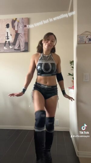 Stephanie Bell Instagram - This trend but with wrestling gear.

First two @usamaishtayofficial 
Last two @byjolene 

#wwe #smackdown #wwenxt #michin #miayim #wrestling