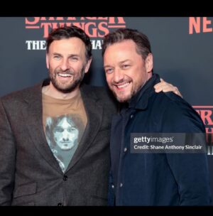 Steven Cree Instagram - Press night of #strangerthingsfirstshadow . #boyfriendsofinstagram 
Wearing the great Ted Neeley’s face on my chest.
