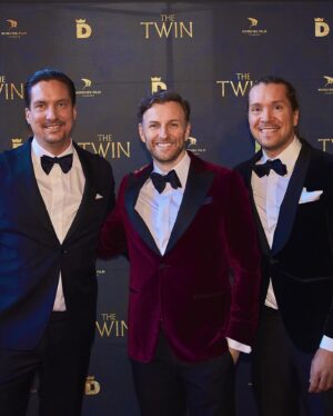 Steven Cree Instagram - The Twin premiere in Helsinki. With producer @aleksi_hyvarinen & director @taneli_mustonen . Both a pair of Finnish legends. 🇫🇮

Stylist the inimitable @tommythetailorr 
Tux @scabal 
Shoes (handmade no less) the utter gents @arthursleepshoes
Photos @liisakivi