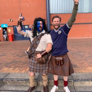 Steven Cree Instagram - Come on Scotland!!!!! Thank you so much to @anamacca for helping me get tickets for tonight. Check out @andythehighlander & @highlandertoursscotland for amazing Outlander tours!!! And check out @jim.heaney.52 cause he’s my mate from Killie!! @scotlandnationalteam #euros2021 #yessir #scotland #outlander #highlandertours