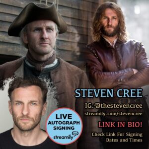 Steven Cree Instagram - So, I’m gonna be hanging out live on Instagram for a couple of hours doing some photo signings via @streamily.live! I’ll be doing my first livestream sometime in November, and will get a date and time pinned down soon. If you’re interested Go to the link in my bio and see what takes your fancy. .
#streamily #autographs #stevencree #outlander #ianmurray #discoveryofwitches #gallowglass #livestream