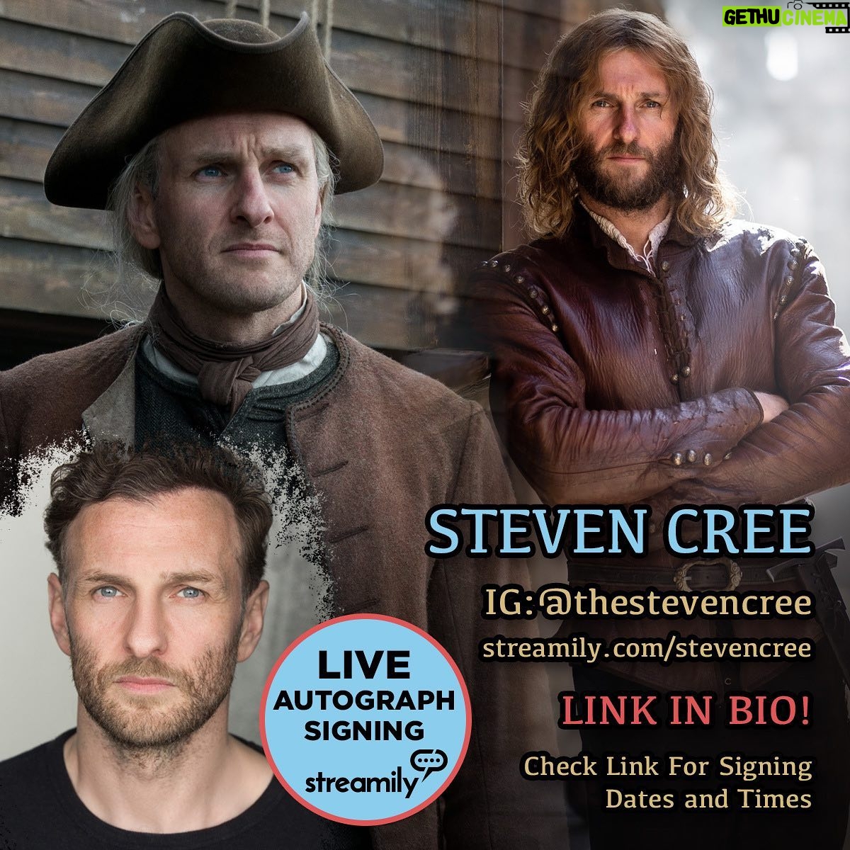 Steven Cree - 4.8K Likes - So, I’m gonna be hanging out live on Instagram for a couple of hours doing some photo signings via @streamily.live! I’ll be doing my first livestream sometime in November, and will get a date and time pinned down soon. If you’re interested Go to the link in my bio and see what takes your fancy. .
#streamily #autographs #stevencree #outlander #ianmurray #discoveryofwitches #gallowglass #livestream