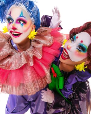 Suki Doll Instagram - We lost a pal on the way, but we did it, we survived the Rusical @_thesukidoll 💖 with 2 roles that we didn’t really want, but that we made our own 🤡 ICONIC 🤡

Our sister @oceaneaquablack4 🤡 this is just the beginning!

I want to thank specially these 2 people here ➡️ It’s such a pleasure to work with them creating content for you all! Go give some love to the team behind these and many photos to come :

Photo by @jeansebastiensenecal 
Styling and outfit by @poe.mtl 

#canadasdragrace #cravecanada #underthebigtop #bingbangbong #clowns