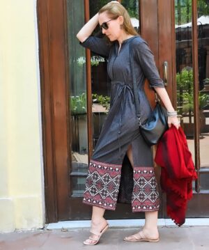Suzanne Bernert Instagram - Stepping out in style in a beautiful Maxi Dress gifted by #untungindia.
Locations are Bikaner House, Diggin and L'opera in Delhi. It was super hot and I felt classy and relaxed in my grey cotton dress with a Mandarin collar and a slit on one side, buttons and drawstring. Most compliments I got for the print at the bottom of the dress. 
Shoes by #elizabethy and pics by @arjunhardas 
.
.
.
#greydress #arjunhardas #suzannebernert #happytraveller #delhidiaries❤ #alwaysstylish