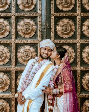 Swetha Khelge Instagram - 10.05.2024🧿❤️

From unknowns to friends, 
To best-friends, 
To girlfriend-boyfriend, 
And now finally husband & wife.
We have come a long way.🥰🧿

8 years of togetherness and a lifetime to go.✨❤️

Saree @ A.S Babu shah
Blouse @l_b_prakash_designers 
Makeup @glitterglowbynandini 
Hair @ramya_hairstylist 
Clicked by @mohan_ankith_photography 
Jewellery @srinivasajewellers @sriganeshjewellers 

#swethakhelge #shwefoundhermadmister #mswedding #weddingbells #weddingphotography #southindianweddings #southindianbride #kannadathi #weddingjewellery #templejewellery #weddingday #weddingdresses #couplegoals #together #togetherforever #love #gratitude #blessed