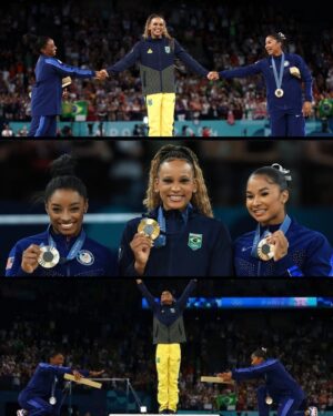Taís Araújo Instagram - Como não se emocionar? 🏅😭🇧🇷 Simplesmente a melhor ginasta do mundo, a maior medalhista do Brasil e mais uma vez no lugar mais alto do pódio! Parabéns @rebecarandrade você segue fazendo história com muita genialidade, brilho, competência e graça. 

Não podemos deixar de saudar @daiane_gs_ que plantou sementes e mostrou ser possível vencer através do esporte. A vitoria de mulheres negras jamais será individual, é sempre coletiva.

Quanto orgulho! ✊🏾✨