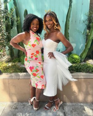 Taja V. Simpson Instagram - Still so full from the #bridalshower! My girls really showed me a great time. They made bringing the big day in a tad bit better 🩷

#tajavsimpson #bride #bridalshower #wife #wifey #blacklove