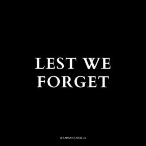 Tarang Chawla Instagram - LEST WE FORGET

Why does Australia have so much trouble recognising the lives of women we lose every few days to men’s violence?

Where is their Shrine of Remembrance?

Where are their bronze statues?

Where are their Medals of Honour?