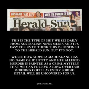 Tarang Chawla Instagram - AUSTRALIAN MEDIA IS FAST BECOMING AN ABSOLUTE MEME, YET THE ONLY ONES LAUGHING ARE THOSE IN CHARGE - FAILED TRUE CRIME NOVELISTS MASQUERADING AS JOURNALISTS.