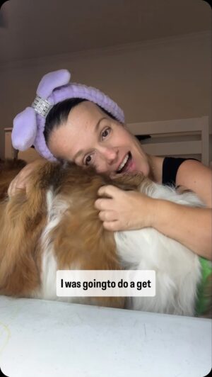 Terra Jolé Instagram - When you try to do a Get Unready with Me video but your Saint has other plans. 🐶🤣 #grwm #getunreadywithme #saintbernard #stbernard #buttersthesaint #eveningroutine #dogsofinstagram
