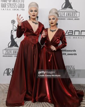 The Boulet Brothers Instagram - We are absolutely thrilled to announce that we’ve been honored with a MUAHS Award for Best Make-Up (Daytime Television / Game Show) for the second year in a row! We are truly grateful to the @muahs_awards , the local 706 guild, and everyone who supported us with their votes. It’s incredibly meaningful to receive this recognition from a community of such talented makeup and hair artists who play an integral role in bringing our TV and movie productions to life. Your validation is truly humbling, and we are deeply appreciative of your support. A very special thank you goes out to the iconic Rick Baker (pictured here), whose groundbreaking work has been a constant source of inspiration for us. We are honored to have his support, and grateful for his contributions to our successes. Thank you all for believing in us! (Dress by @mindylamour hair @marcoswigs makeup us 😉)