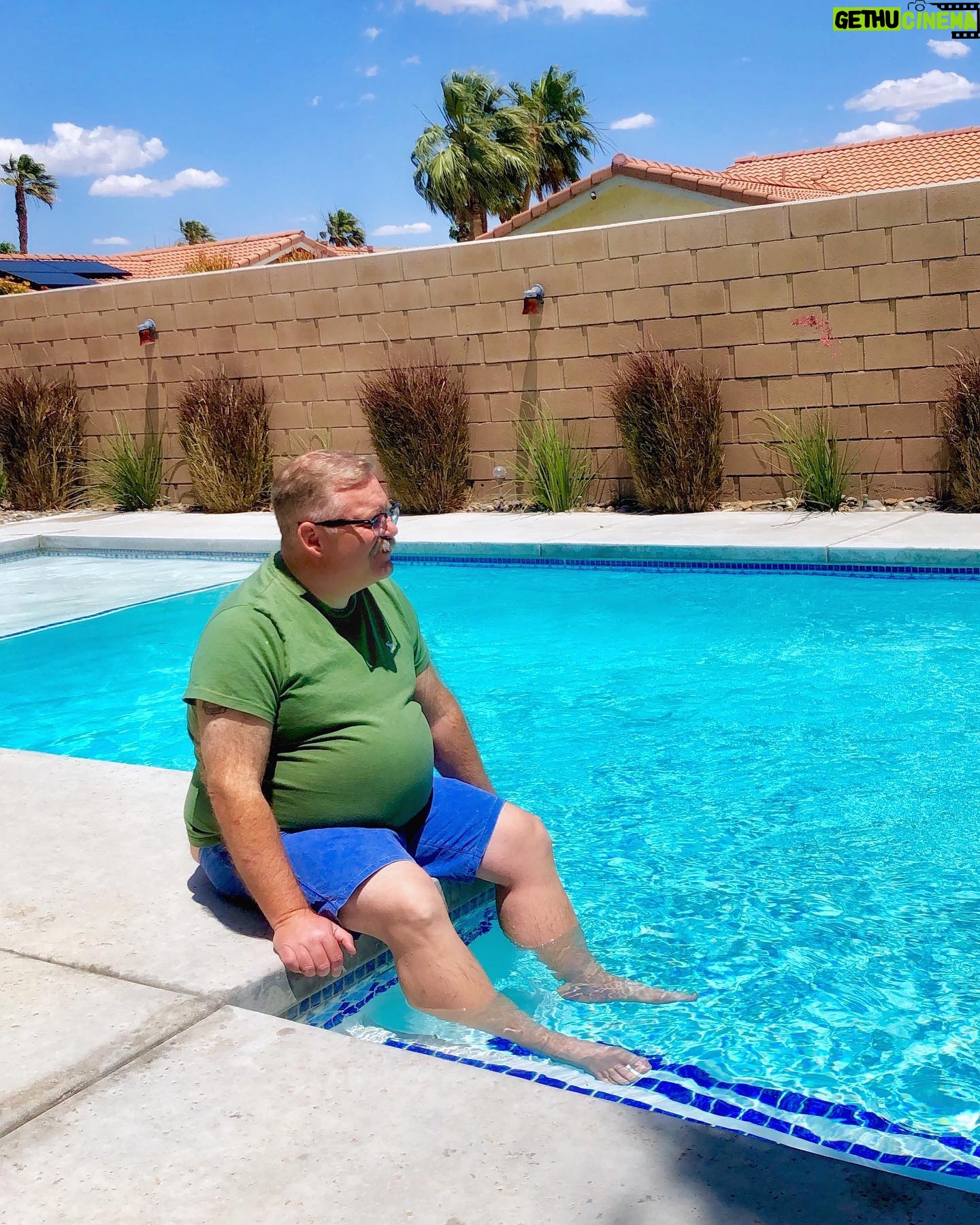 Tim Hooper - 3K Likes - Ready for summer! A little shot from our weekend in #PalmSprings - where all us #bears seem to be these days. Sporting my new 🏊🏻♂️ @asos #plussize #swimwear, for when the pool ain’t private — if you know what I mean 😝
#plussizeswimwear #summerbear #summerfashion #desert #poolside #fatty #bigmenfashion #plussizemen #asos #cathedralcity #mustache