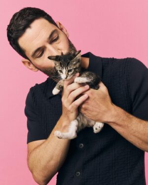 Tom Ellis Instagram - Did a little interview with @buzzfeedceleb whilst playing with these gorgeous little things the other day. I’ll post a link in my stories. If you are interested in fostering or adopting these kittens or other equally adorable ones then go to @bestfriendsanimalsociety and give them a follow. Thanks also @bravocado._ for the pics ❤️🐱#kittens