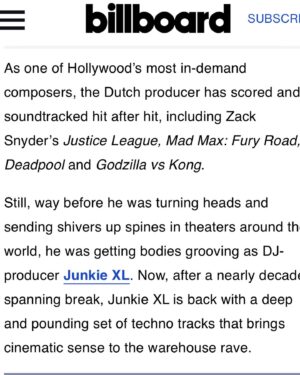 Tom Holkenborg Instagram - Cheers @billboard for the kind words. Full article in my story!