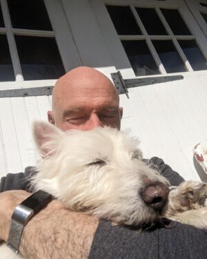 Tony Levin Instagram - Good old Spencer and me, grabbing some quality time before I head out on the road.