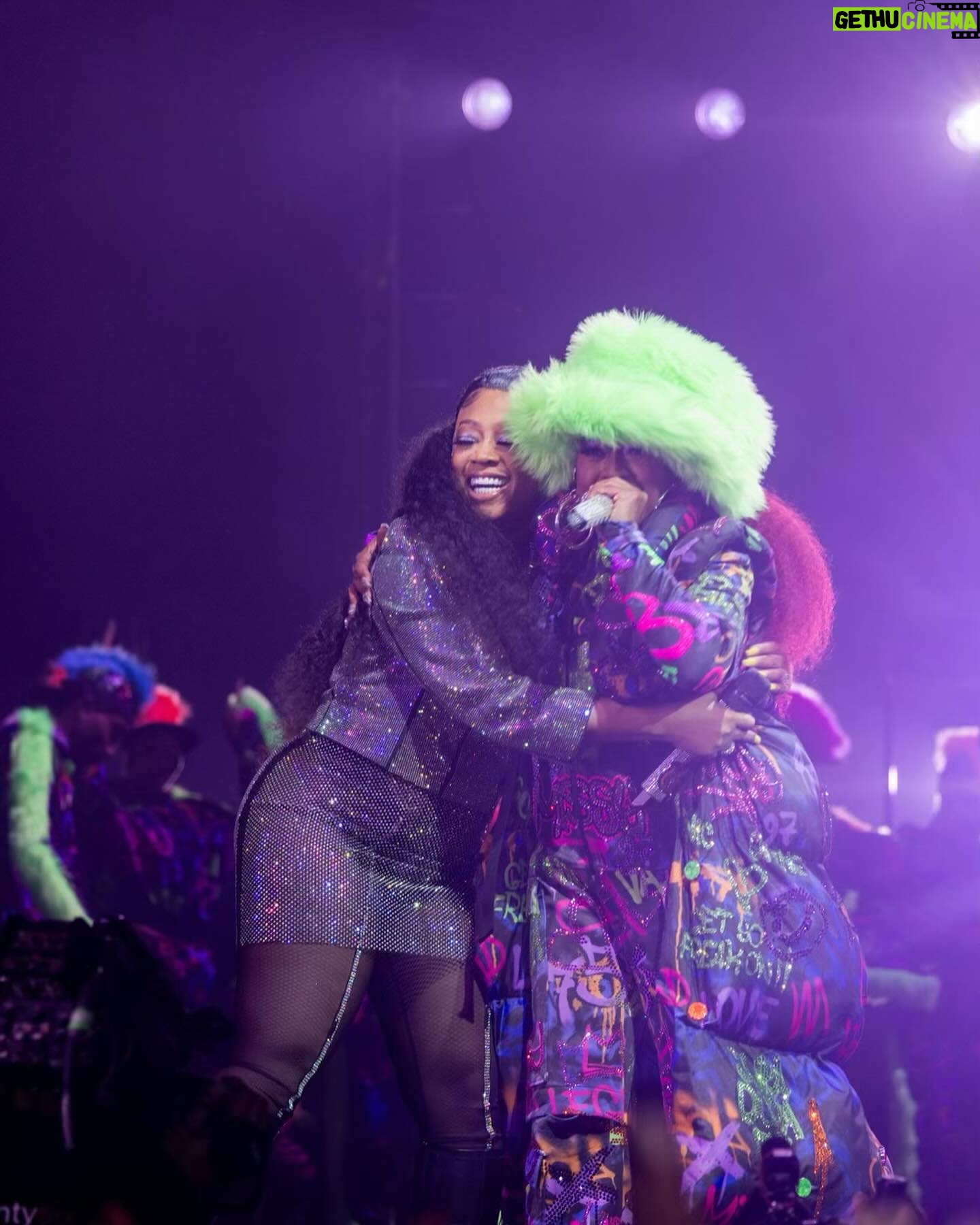 Trina - 35K Likes - Thank you Missy for such an amazing experience on your #OutOfThisWorldTour 💜💫 🌎 I’m so proud of you .. Keep continuing to shine like the true LEGEND you are. Love you Beyond 🙏🏽 ( make sure yall catch the tour in ya city 🏙️) @missymisdemeanorelliott