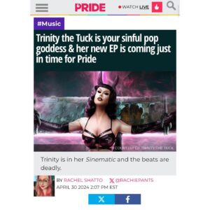 Trinity the Tuck Instagram - Forgive me father for I have SINEMATIC! 7 deadly sinful songs are on their way! May 31st drops the full album. You can pre save now. Link in bio! Also check out the first single and music video out now on my YouTube! thanks to my entire team @peg_records @ada_music @realdrewlouis @musicbyjayelle @coenhutton @thedragphotographer @mattjonphoto @ryanaceto @glitterbombwigs
