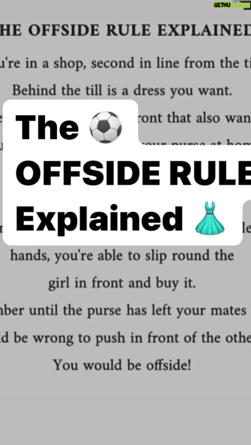 Triona McCarthy - 1.1K Likes - There you go now!!
#offsideruleexplained #girlsplaining #offsiderulefunny
Credit @stylejunkyboutique