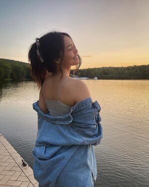 Valkyrae Instagram - would you push me in🤨