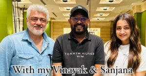 Venkat Kumar Gangai Amaren Instagram - The mankatha reunion at Baku…. #Thala #AK and my fav @trishakrishnan ❤️ #mankatha #VinayakMahadevan #Sanjana