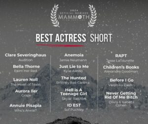 Veronika Dash Instagram - Thank you to everyone who played a part in making this film with us!!! Excited to be nominated in 4 categories at the @mammothfilmfestival 🏔️🏆 

- Best Director | @andrew_sandler 
- Best Actress | Short @veronikadash 
- Best Cinematography | Short @guillermocameo 
- Achievement in Filmmaking

It takes a village — quite literally. It’s feels great to be recognized for our hard work and nominated by our filmmaking peers. Can’t wait to see everyone on the mountain March 2!! 🎿 

@dojohouseco @itsabiperl @burberryboxers @genghis_khen @sderlug @shannoncgriffin @dannypollack_ @lucas.rfx @_gluch @rossginsberg @colts.world @shiningrae @kevinlaxcomposer @iamadriandev @greggwalrod   everyone who supported us on @seedandspark 🙏🎥