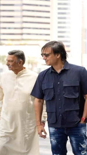 Vivek Oberoi Instagram - Today, I honor my greatest mentor. His wisdom transcends every challenge I face,  his intellect and his humanity shapes my own. He’s taught me the script for integrity, kindness, and resilience. 

Now, as I hold my child’s hand, I pass on the legacy of love and guidance that was once bestowed upon me. 

Happy Father’s Day to the man who played the most pivotal role in my life and to all fathers embracing this transformative journey.

#fathersday #sureshoberoi #vivekoberoi #family