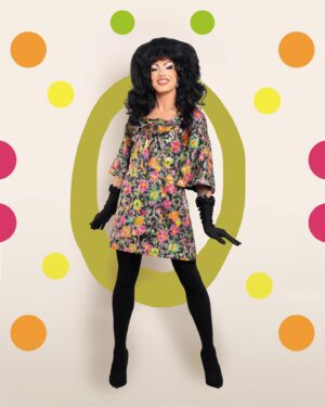 Vivian Vanderpuss Instagram - 🌼Groovy baby🌼
I picked up this magical dress while visiting Brad’s Mum in Canmore, AB at @hellovintage_canmore . We had just finished a really long hike and I was looking like a drowned harassed rat but I had to pop into this fab shop! There’s a huge bow made out of the same fabric on the front of the dress and the whole thing is darling. 
🌼
Hair by me 
Shoes @weareshoefreaks 
📸 @henriettadubet 
#vintage #drag #dragqueen