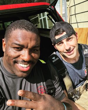 Walt Harris Instagram - Shout to Chief Cooper aka “Coop”… Great firefighter but even better man… I’m learning so much from him and I’m grateful! Surrounded yourself with people that inspire you and you’ve already won most of the battle! #LifeOfService #SaltyDog #RookieAndTheVet 

@brentcooper_ 🐐