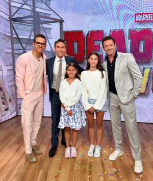 Whit Johnson Instagram - So when my daughters asked if they could come with me to work today, I quickly realized it had nothing to do with me… and EVERYTHING to do with these guys!! @vancityreynolds and @thehughjackman were hilarious and so sweet with my girls.  Made their day!! And I think I scored a few “dad points” too 😜👍🏻. Can’t wait to see #deadpoolandwolverine ! 
@goodmorningamerica